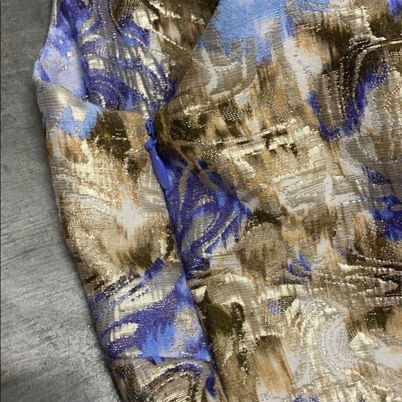 Philosophy Sheath Floral Tank Dress Tan/Blue Size 8 - Picture 6 of 10